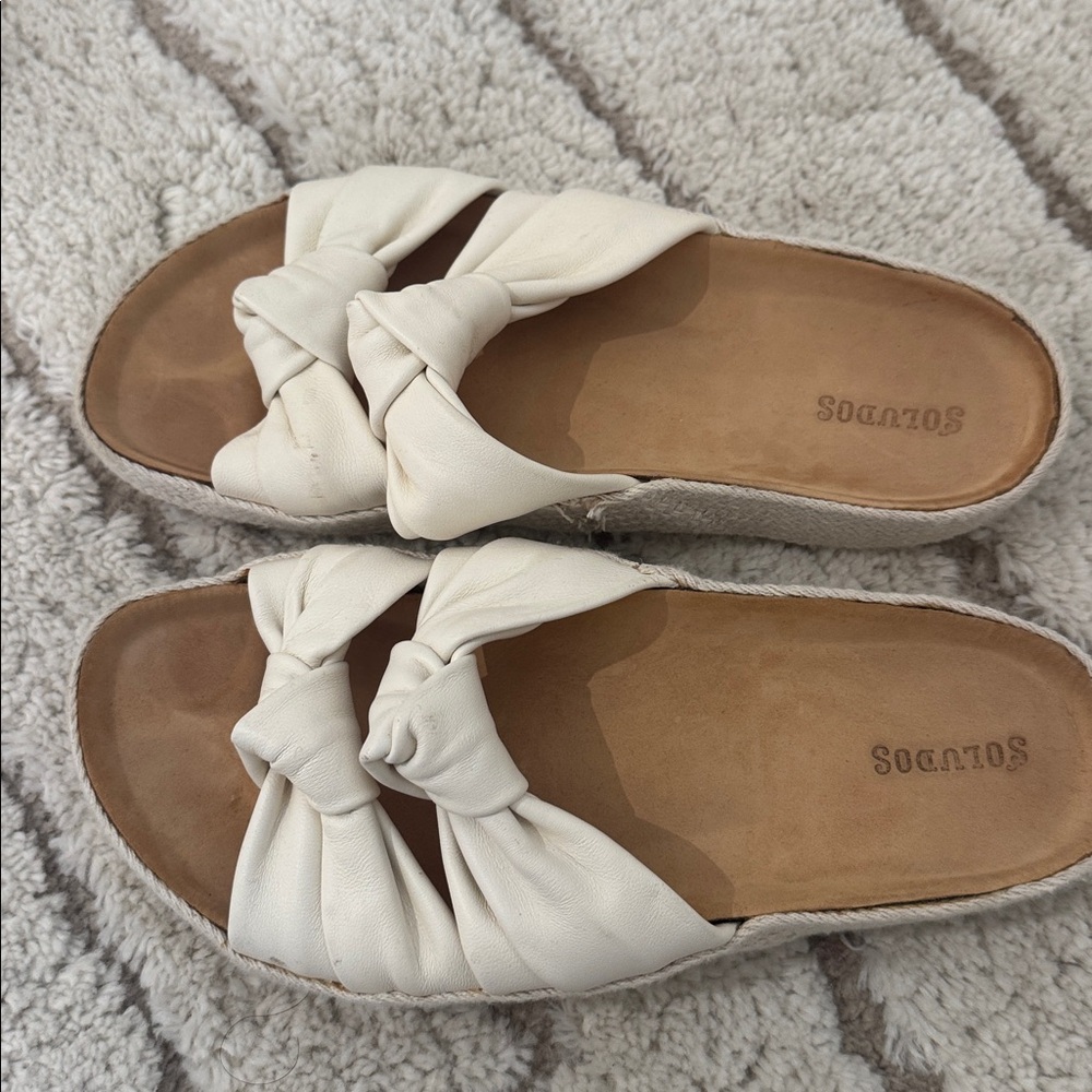 Soludos Ivory Knotted Slide Sandals